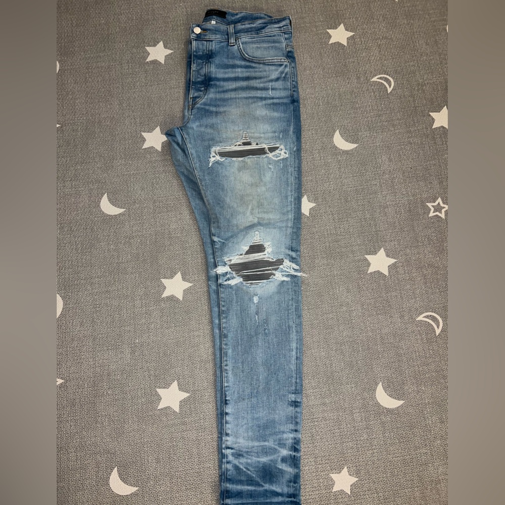 AMIRI Slim Fit Distressed Jeans - Light Blue
